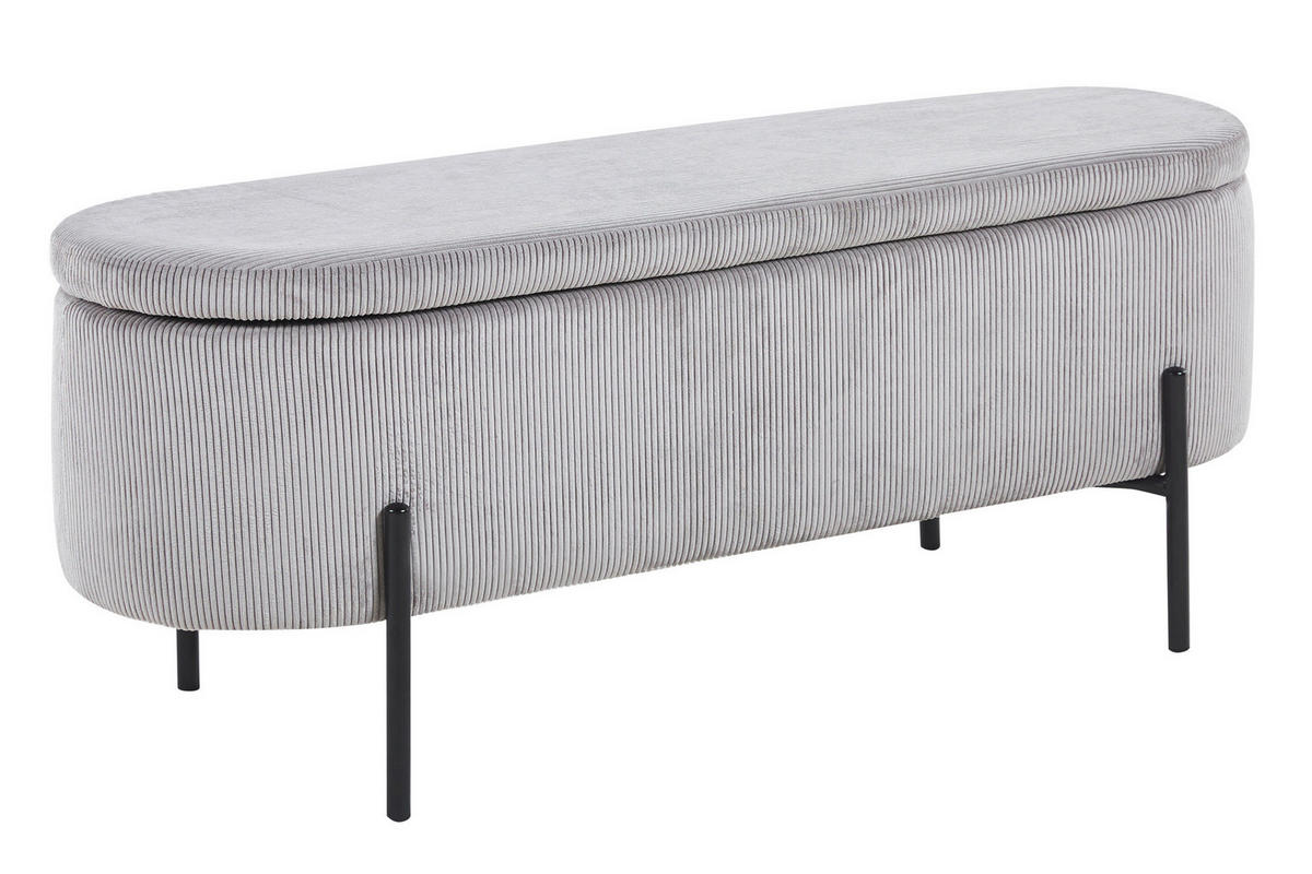 BETTBANK Cord Hellgrau  - Hellgrau/Schwarz, MODERN, Textil/Metall (110/44/40cm) - Livetastic