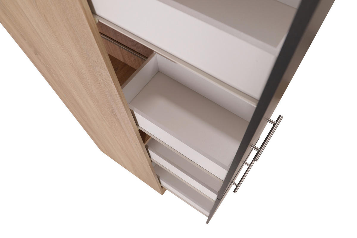 APOTHEKERSCHRANK 30/200/60 cm  in Grau, Eichefarben  - Eichefarben/Silberfarben, Basics, Holzwerkstoff/Metall (30/200/60cm) - Respekta
