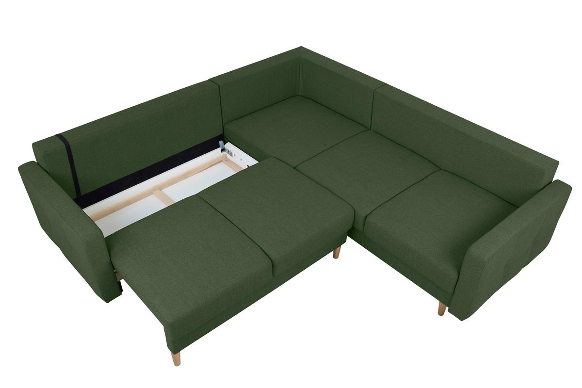 ECKSOFA in Grün  - Buchefarben/Grün, Design, Holz/Textil (242/242cm) - MID.YOU