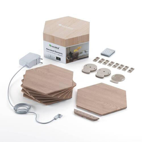 NANOLEAF HEXAGONS 7ER NANOLEAF WOOD LOOK HEXAGONS 23/0,6/20 cm - Braun/Naturfarben, Basics, Kunststoff (23/0,6/20cm)