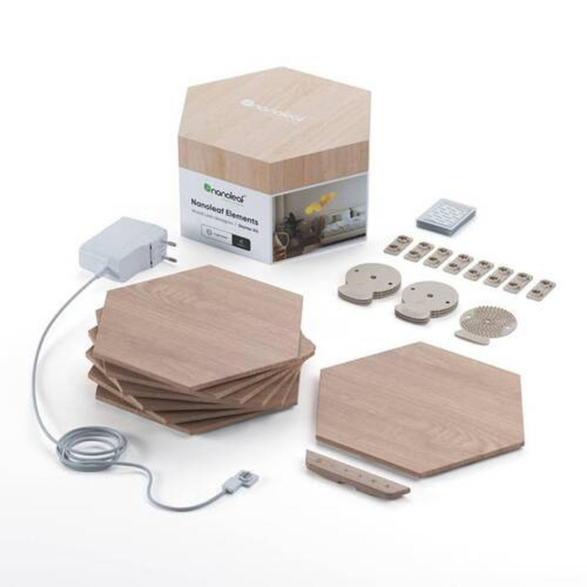 NANOLEAF HEXAGONS 7ER NANOLEAF WOOD LOOK HEXAGONS 23/0,6/20 cm   - Braun/Naturfarben, Basics, Kunststoff (23/0,6/20cm)