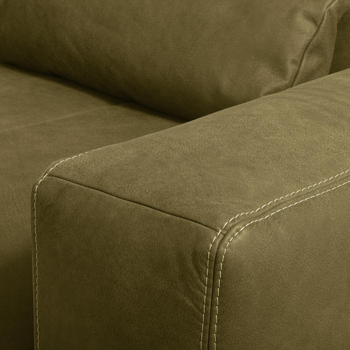 2-SITZER-SOFA  in Echtleder Olivgrün   - Beige/Schwarz, Design, Leder/Kunststoff (240/85/123cm) - Livetastic