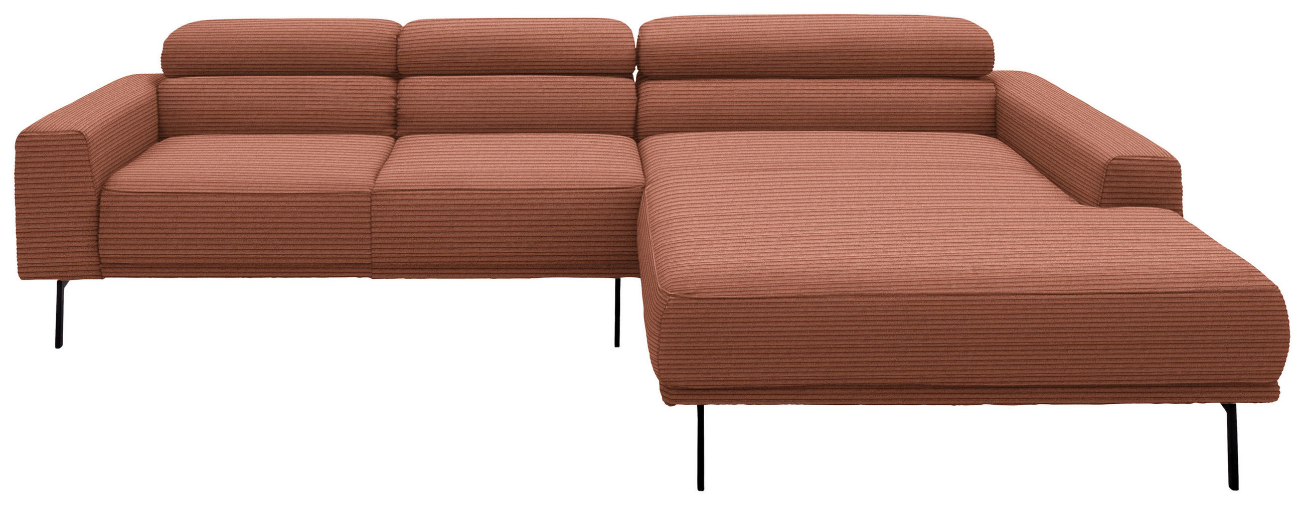 ECKSOFA Cord Rostfarben  - Rostfarben/Schwarz, Design, Textil/Metall (293/215-217cm) - Schöner Wohnen