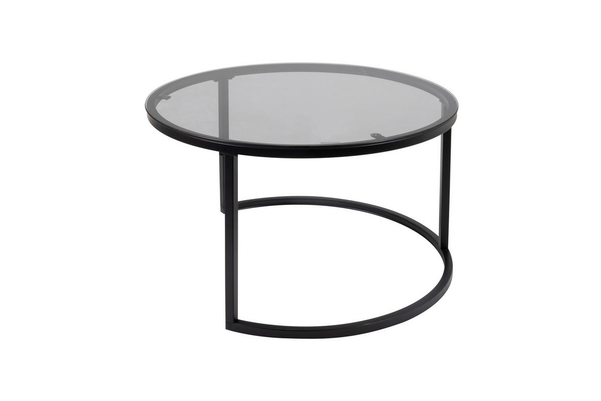 COUCHTISCHSET rund Multicolor, Schwarz, Transparent  - Transparent/Multicolor, Design, Glas/Metall (50-70/50-70/38-42cm) - MID.YOU