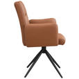 ARMLEHNSTUHL  Sitzfläche 360° drehbar, automatische Rückholfunktion  Echtleder  - Cognac/Schwarz, Trend, Leder/Metall (63/89/62cm) - Novel