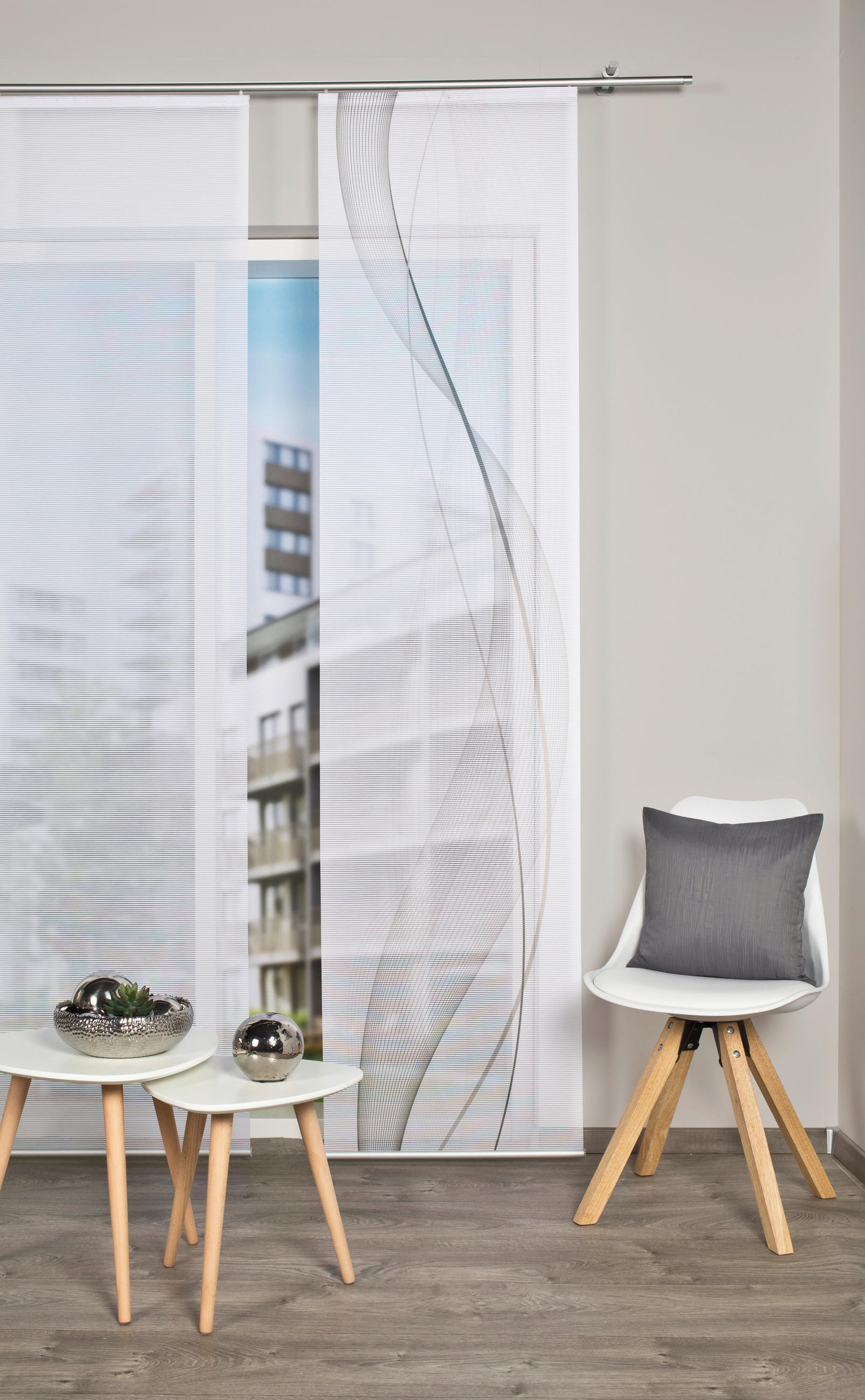 FLÄCHENVORHANG in Grau halbtransparent  - Grau, Design, Textil (60/260cm)