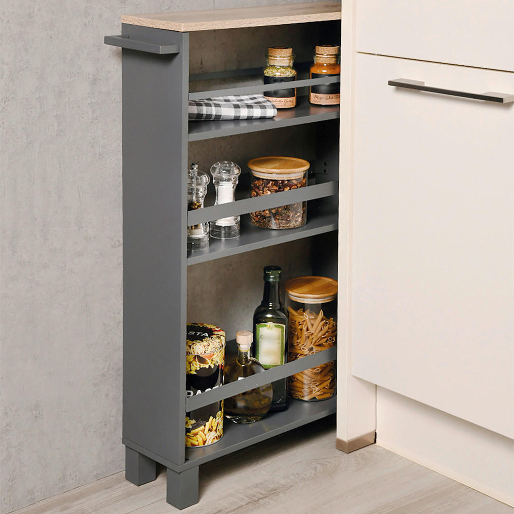 SERVIERWAGEN in Grau, Hellbraun  - Hellbraun/Grau, Basics, Holzwerkstoff (15/79/50cm) - Kesper