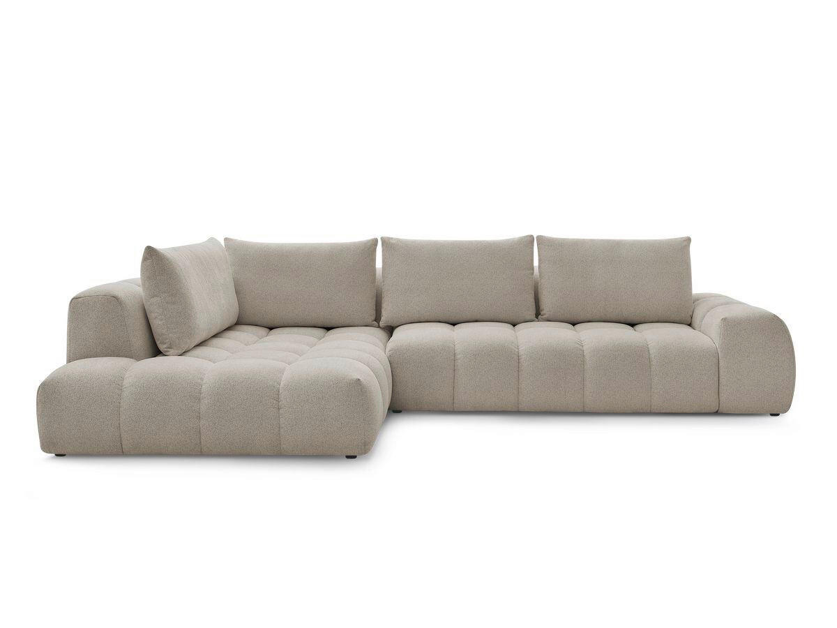 ECKSOFA Ottomane links  EVEREST Taupe Flachgewebe  - Taupe/Schwarz, MODERN, Kunststoff/Textil (210/352cm)