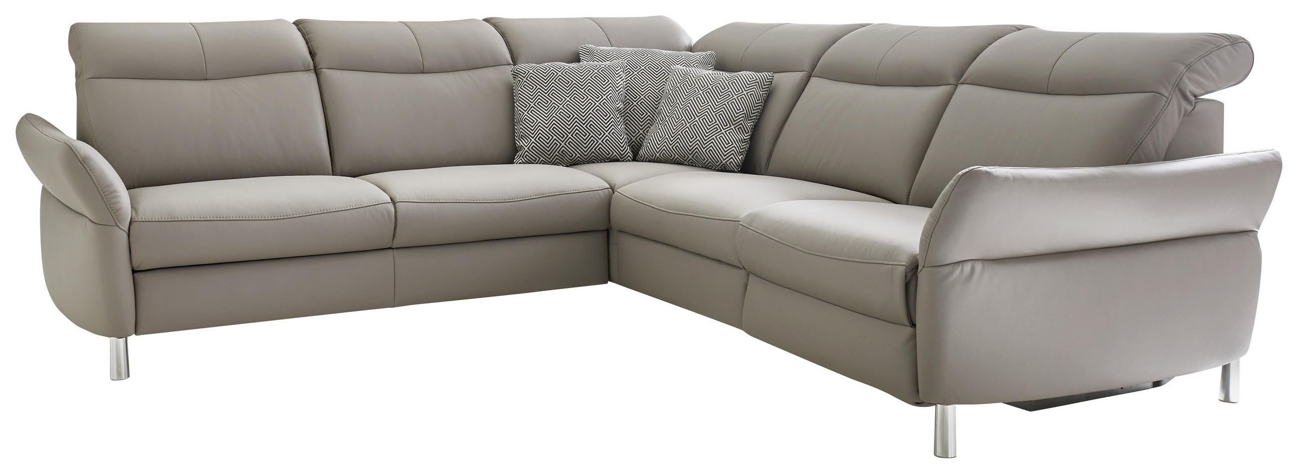 ECKSOFA in Echtleder Grau - Grau, Design, Leder/Metall (260/260cm) - Beldomo Speed