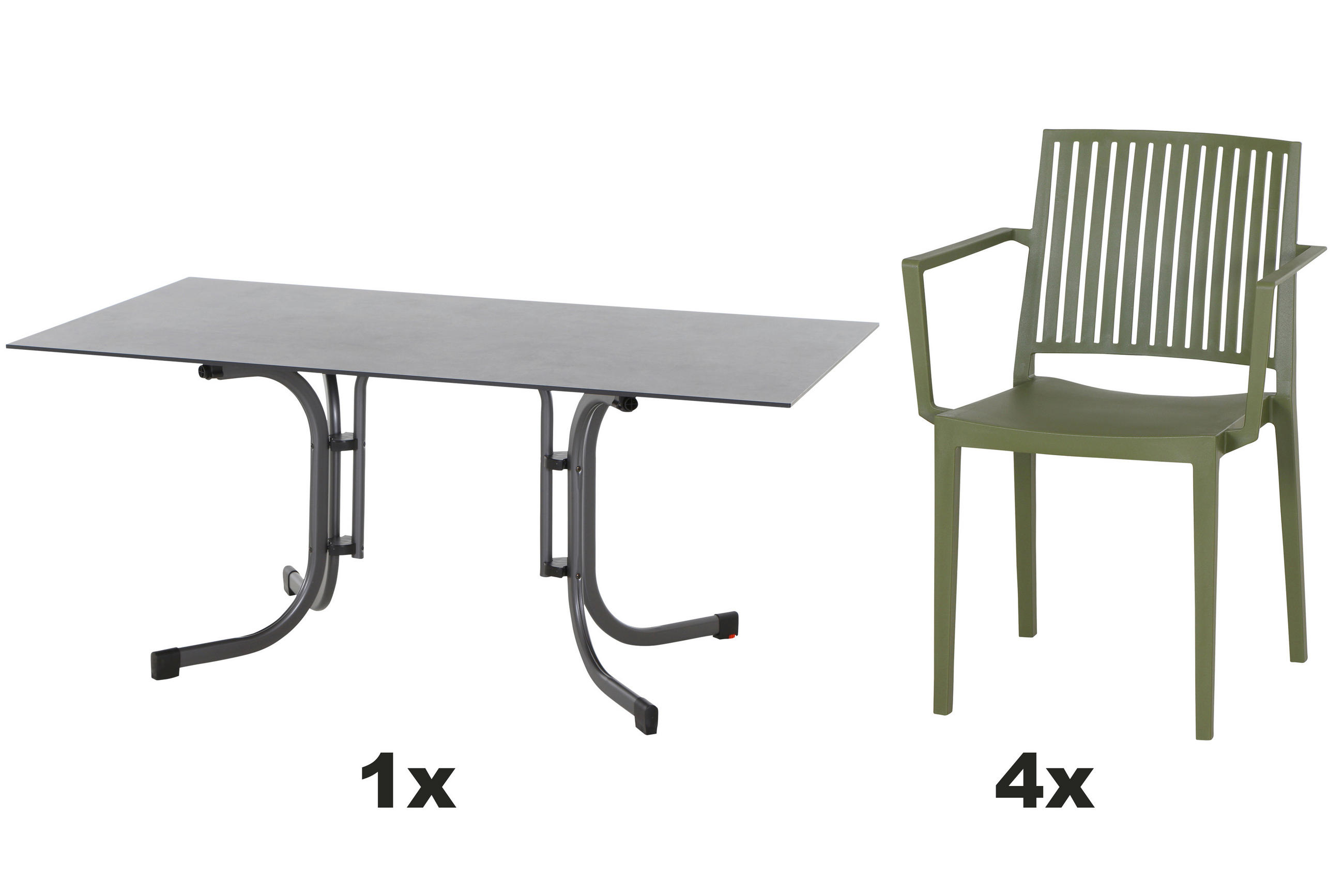 GARTENGARNITUR 5-teilig  - Anthrazit/Grün, Basics, Holzwerkstoff/Kunststoff (90/80/160cm) - Siena Garden