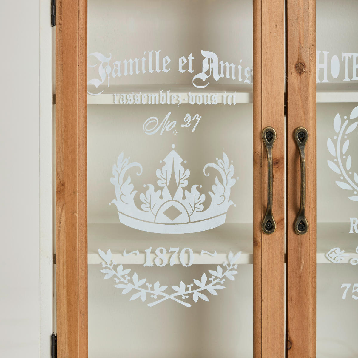 HÄNGEVITRINE in massiv Tanne Braun, Schwarz, Weiß  - Goldfarben/Schwarz, LIFESTYLE, Glas/Holz (48/62,3/18,5cm) - Landscape