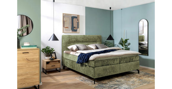 BOXSPRINGBETT 180/200 cm,  in Grün, Topper, H3 + H3 = fest  - Schwarz/Grün, Design, Textil/Metall (180/200cm) - Esposa