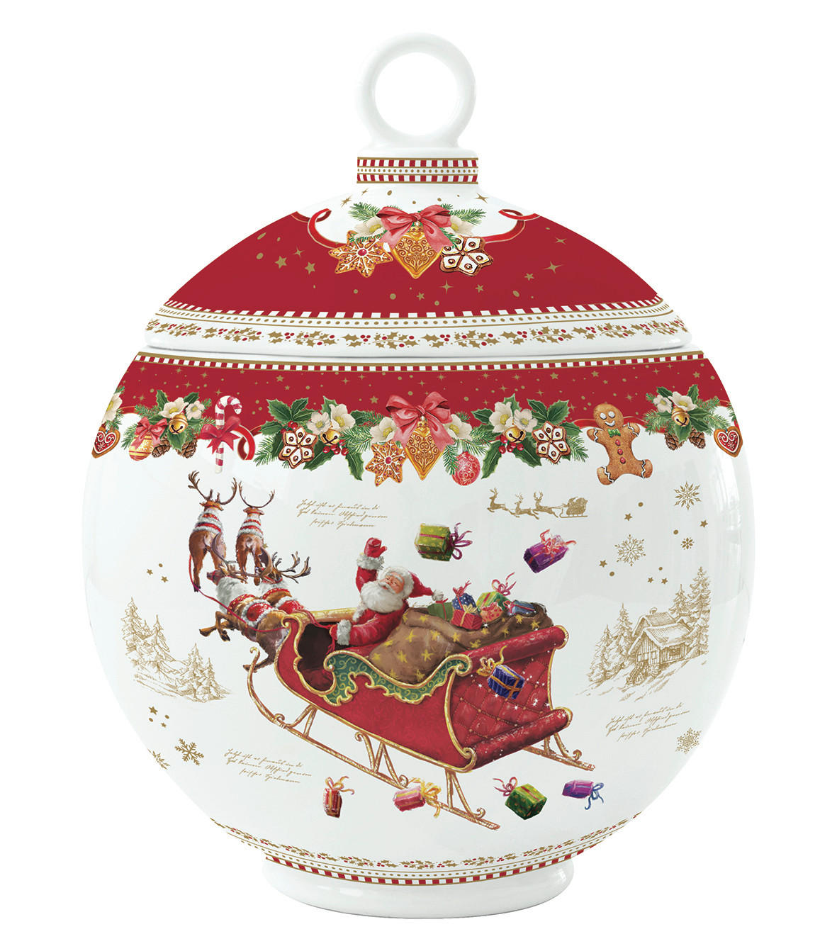 POSODA ZA SHRANJEVANJE     12/12/15.5 cm         - rdeča/zelena, Basics, keramika (12/12/15.5cm) - Easy Life