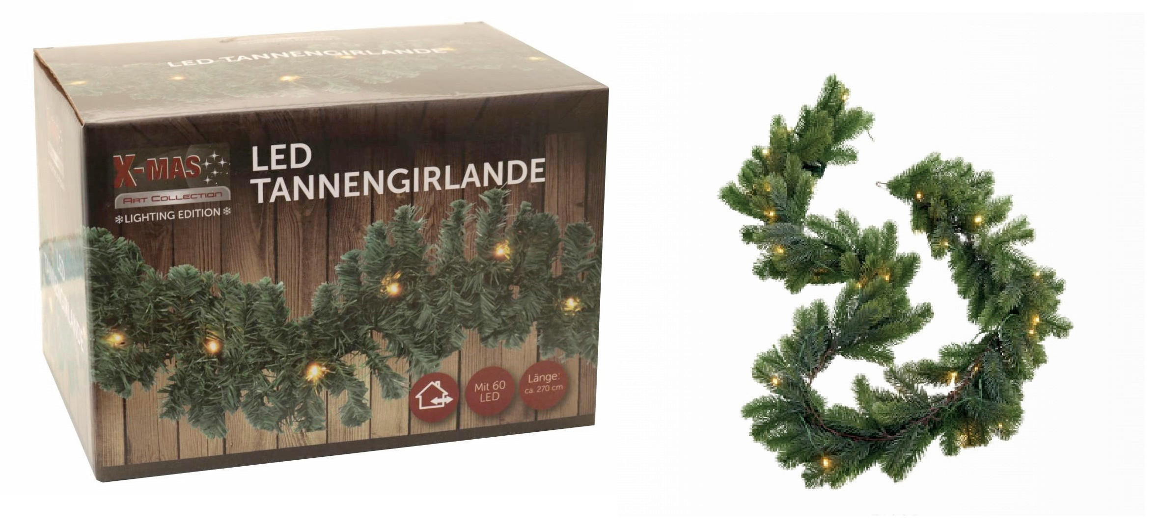 GIRLANDE Metall, Kunststoff  - Dunkelgrün, Basics, Kunststoff/Metall (22/15/15cm) - X-Mas