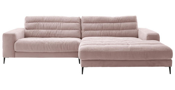 ECKSOFA Ottomane rechts  Badia Rosa Cord  - Schwarz/Rosa, Design, Textil/Metall (296/207cm) - Dieter Knoll