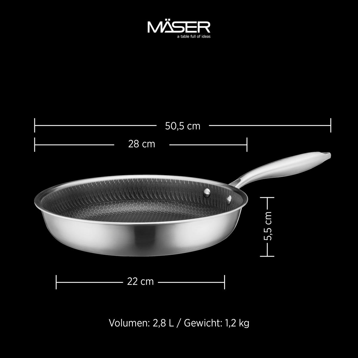 BRATPFANNE  - Silberfarben/Schwarz, Basics, Metall (28/5,5cm) - Mäser