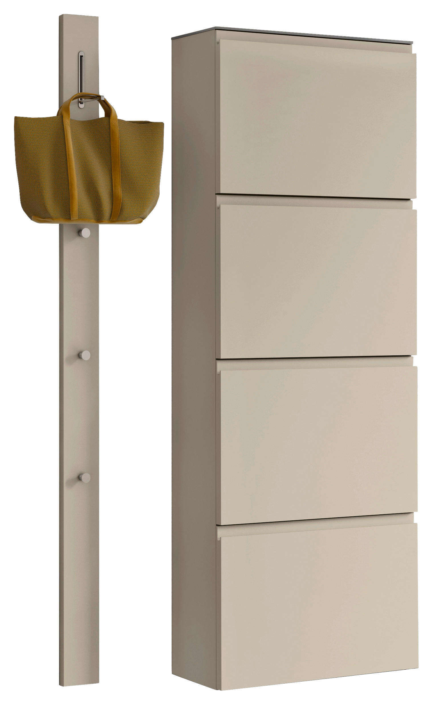 GARDEROBE 2-teilig  in 90/185/33 cm  - Taupe, Design, Glas/Holzwerkstoff (90/185/33cm) - Moderano