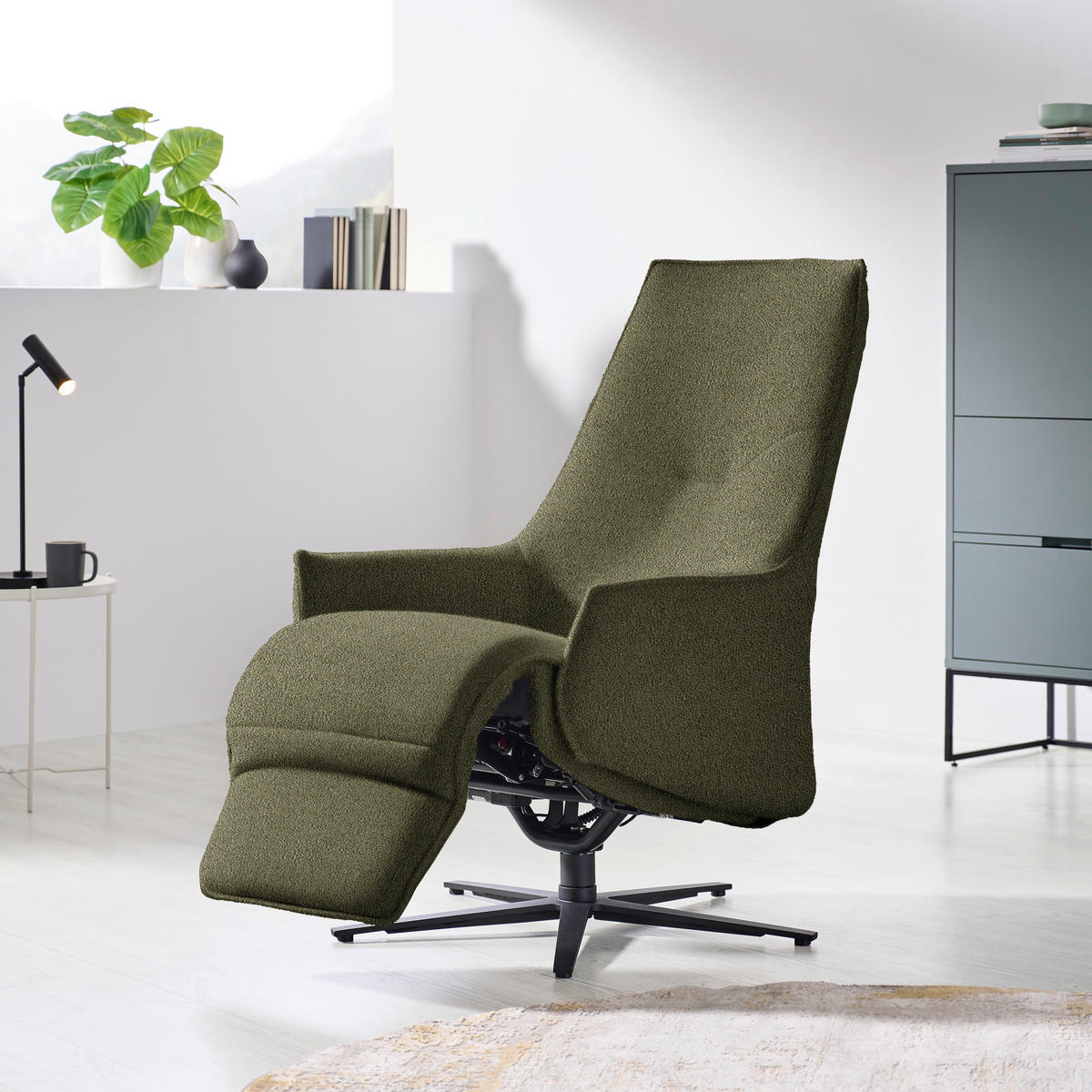 RELAXSESSEL in Textil Olivgrün  - Anthrazit/Olivgrün, Design, Textil/Metall (70/112/85cm) - Himolla Komfortklass