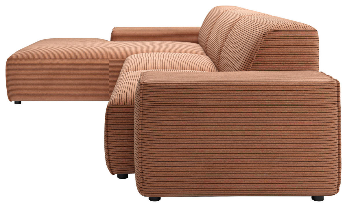 ECKSOFA in Cord Rostfarben  - Rostfarben/Schwarz, Design, Kunststoff/Textil (189/300cm) - Pure Home Lifestyle