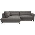 ECKSOFA in Flachgewebe, Leinenoptik Taupe  208/247 cm  - Taupe/Schwarz, Design, Textil/Metall (208/247cm) - Xora