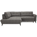 ECKSOFA in Flachgewebe, Leinenoptik Taupe  208/247 cm  - Taupe/Schwarz, Design, Textil/Metall (208/247cm) - Xora