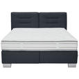 BOXSPRINGBETT 200/200 cm  in Dunkelblau  - Chromfarben/Dunkelblau, KONVENTIONELL, Textil (200/200cm) - Dieter Knoll