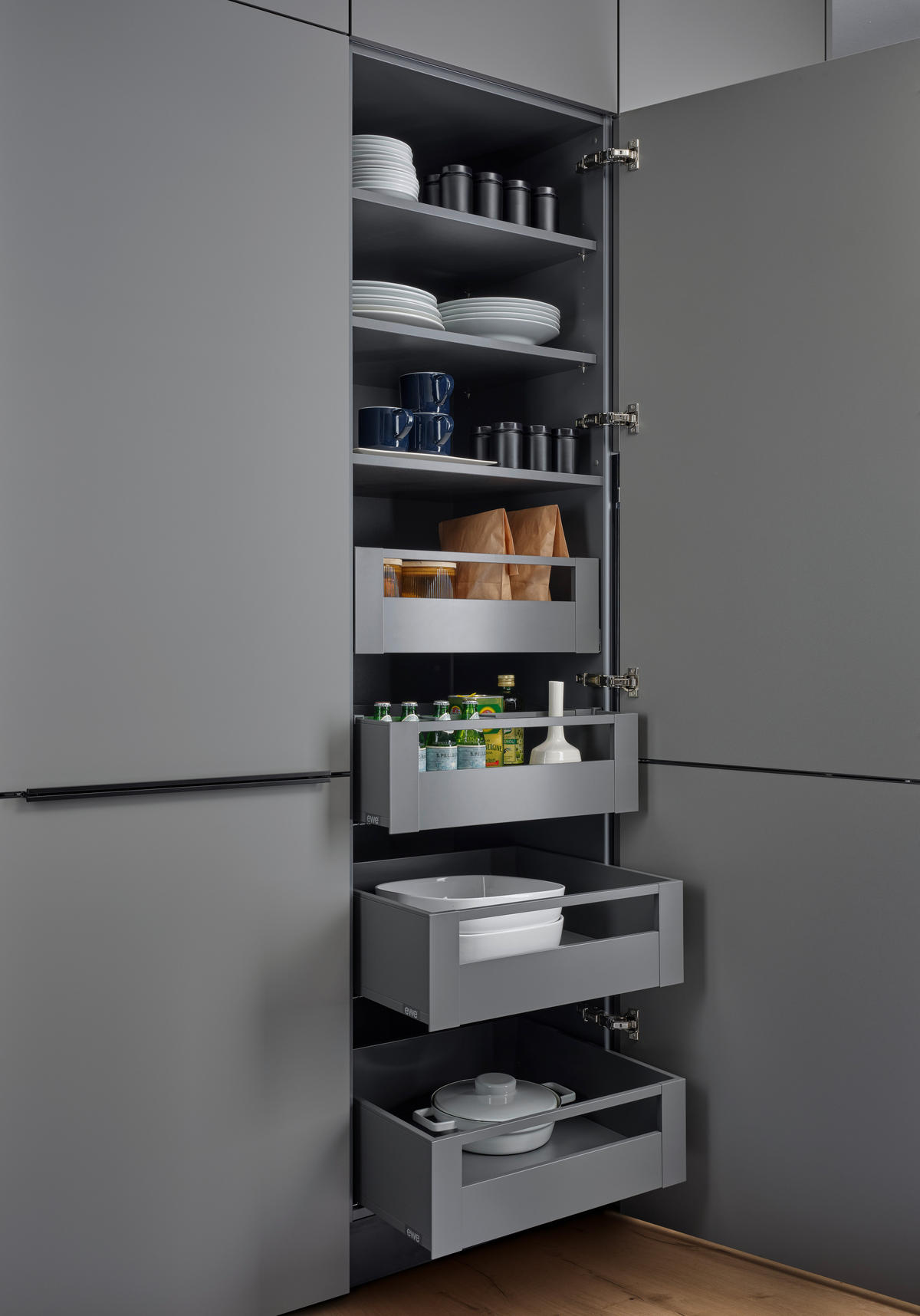 EINBAUKÜCHE   - Grau, Design, Holzwerkstoff - EWE