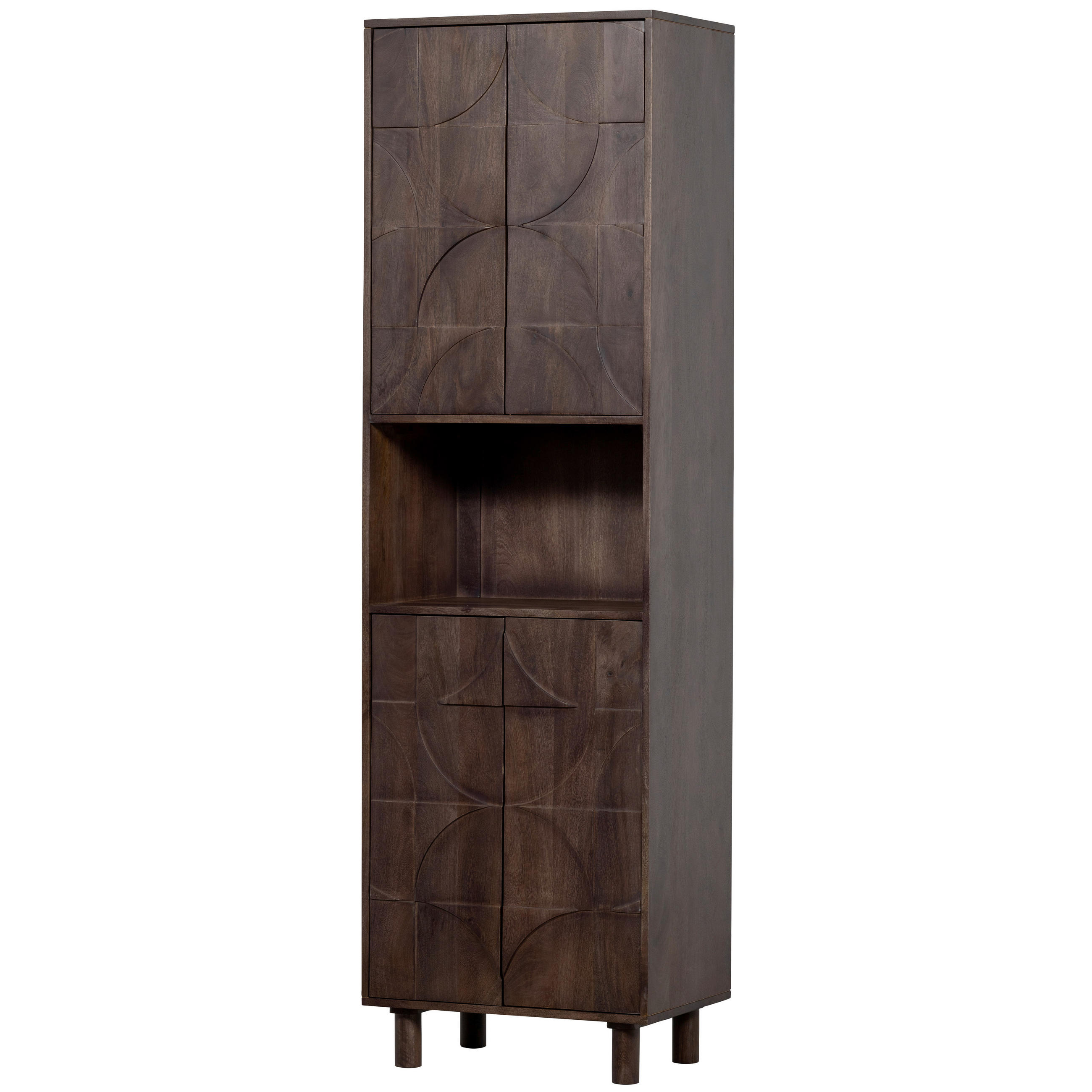 VITRINE Draw in Mangoholz Walnussfarben  - Walnussfarben, Design, Holz (60/200/40cm) - Livetastic