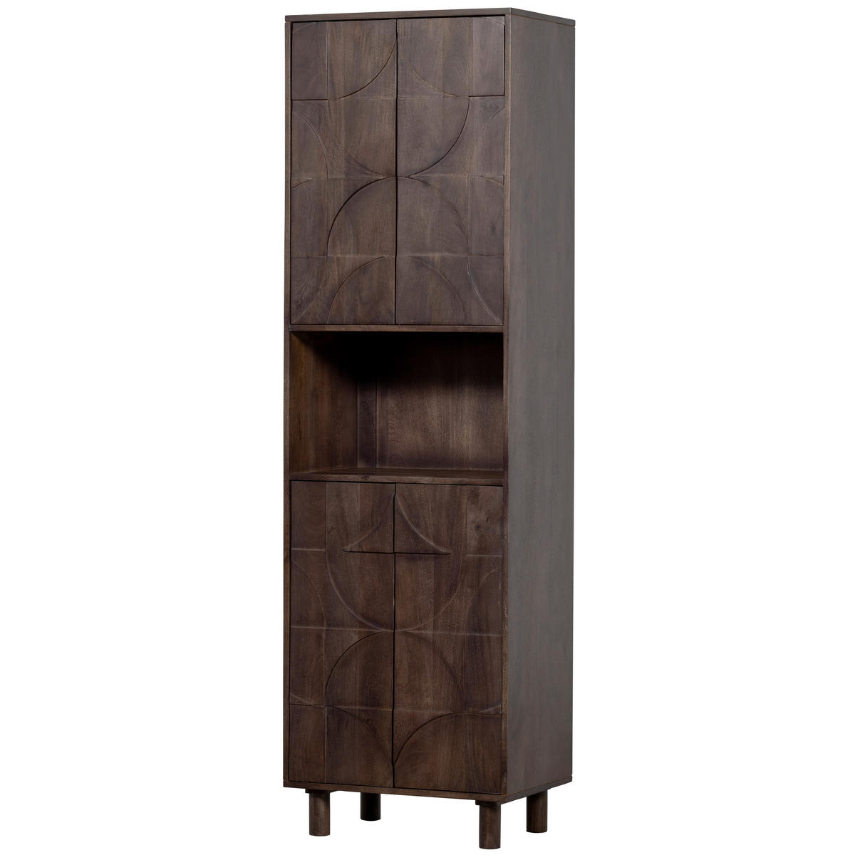 VITRINE  in Mangoholz Walnussfarben - Walnussfarben, Design, Holz (60/200/40cm) - Livetastic