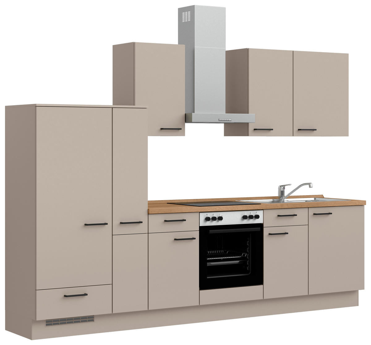 KÜCHENBLOCK Easytouch 300 cm  in Eichefarben, Sandfarben  - Sandfarben/Eichefarben, MODERN, Holzwerkstoff/Metall (300cm) - Nobilia