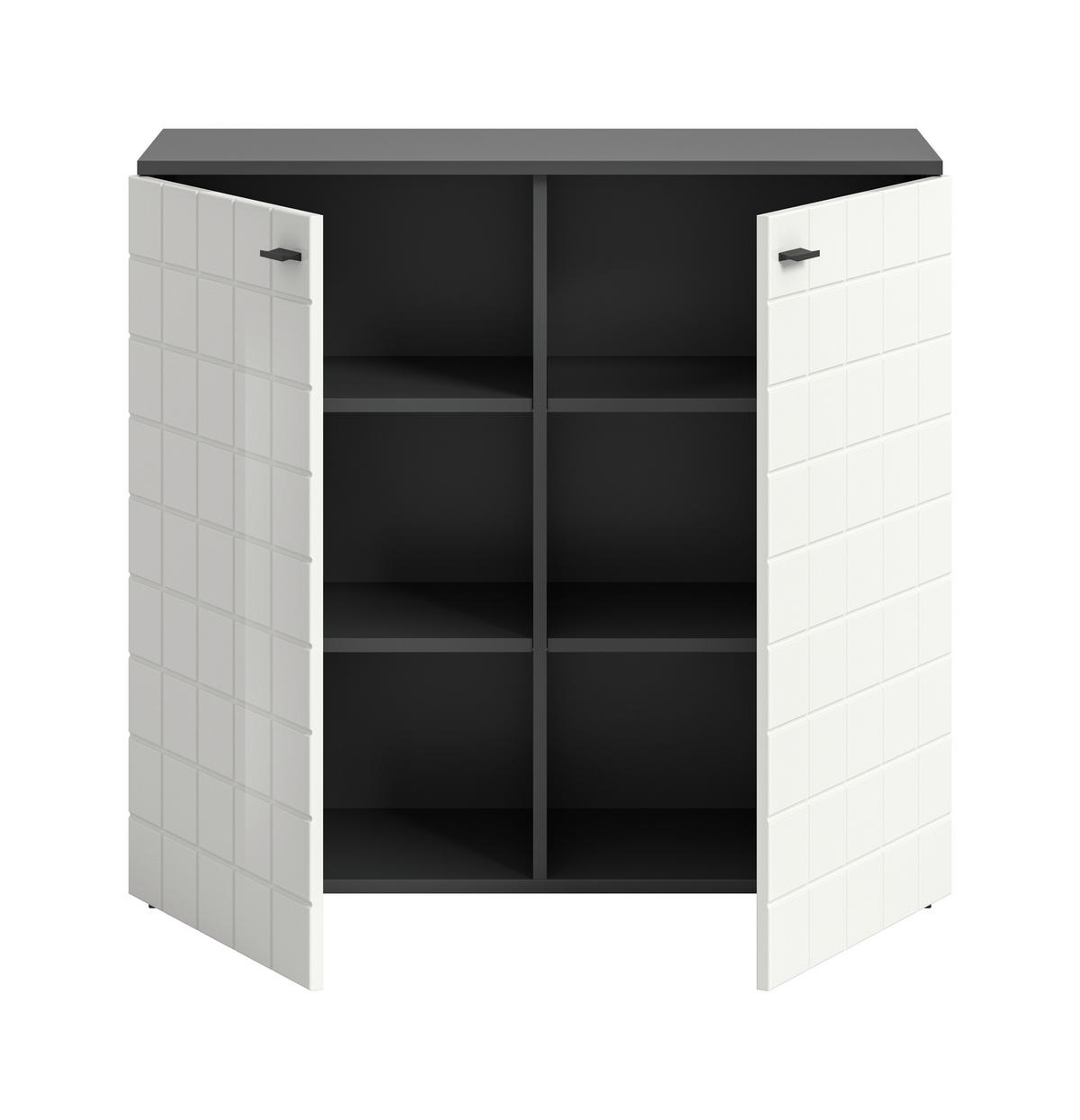 BYRÅ 92/87/37 cm  - vit högglans/svart, Design, trämaterial/plast (92/87/37cm) - MID.YOU