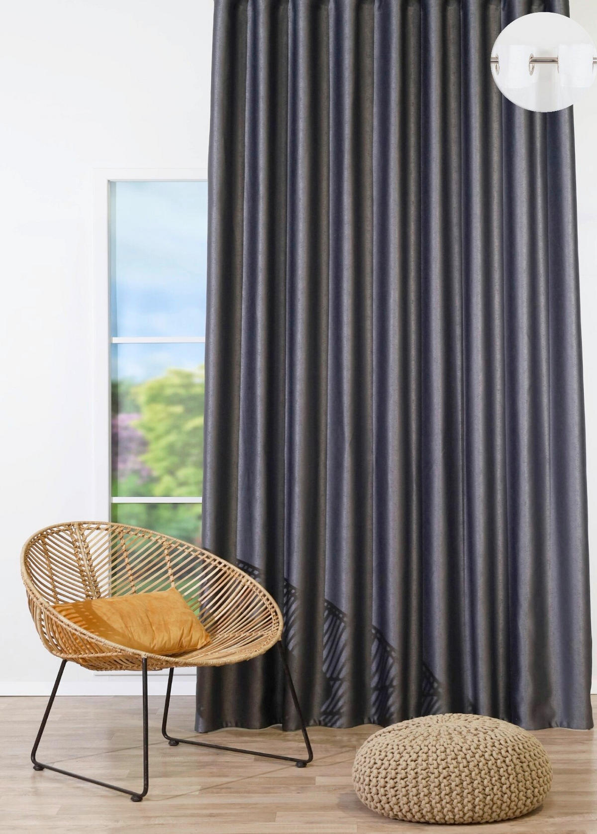 DRAPERIE CONFECțIONATĂ black-out (nu permite trecerea luminii)  - gri, Basics, textil (24/31/4cm)