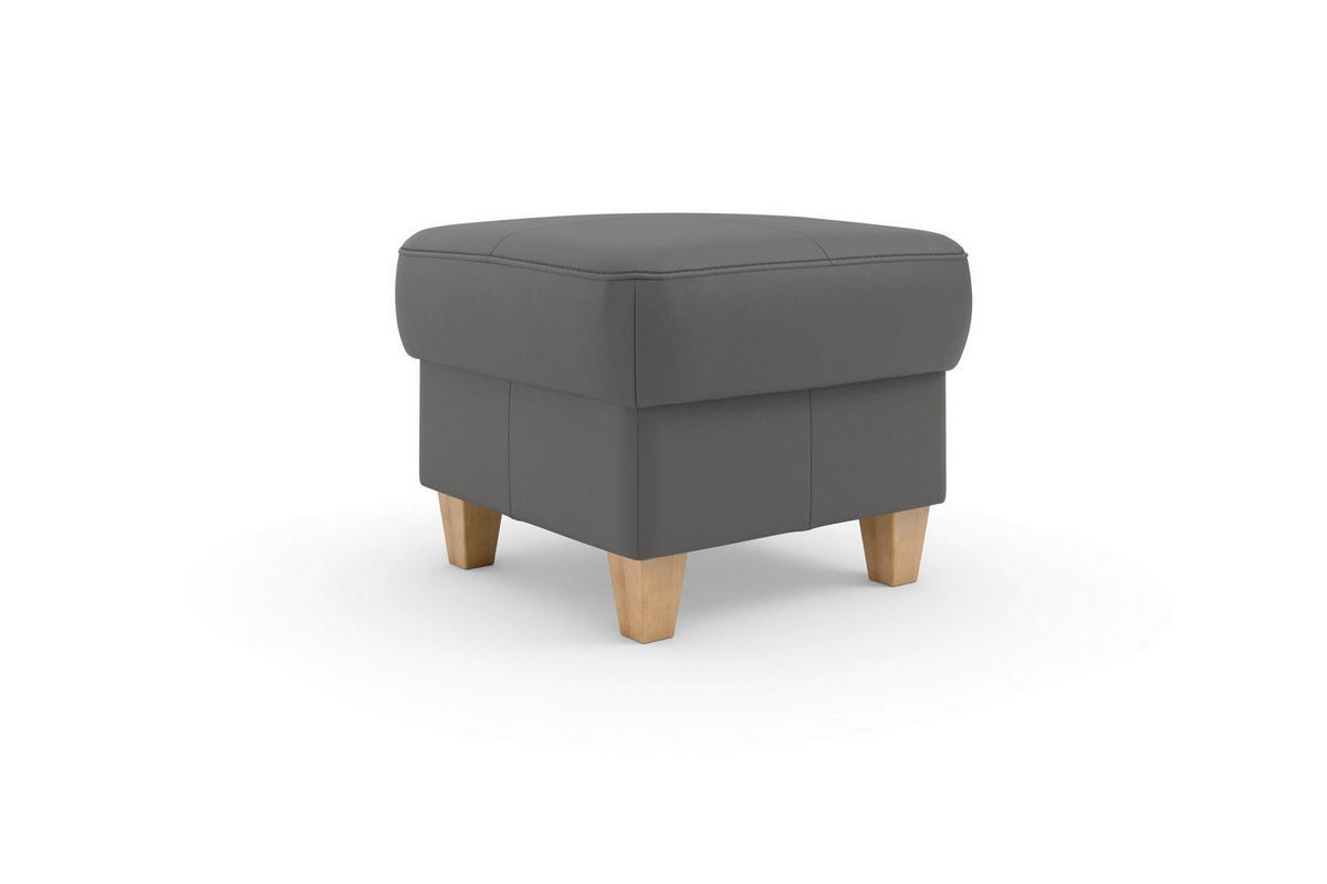 HOCKER PALMERA E Echtleder Mokka  - Eichefarben/Mokka, Basics, Leder/Holz (58/48/58cm) - Sit & More