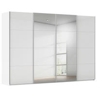 SCHWEBETÜRENSCHRANK 322/223/68 cm 4-türig Weiß  - Alufarben/Weiß, Basics, Glas/Holzwerkstoff (322/223/68cm) - Novel