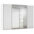 SCHWEBETÜRENSCHRANK 322/223/68 cm 4-türig Weiß, Weiß Hochglanz  - Weiß Hochglanz/Alufarben, Basics, Glas/Holzwerkstoff (322/223/68cm) - Novel