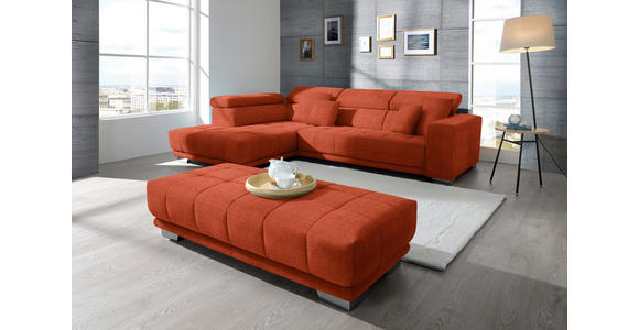 ECKSOFA in Mikrofaser Orange  - Chromfarben/Orange, Design, Textil/Metall (207/301cm) - Xora