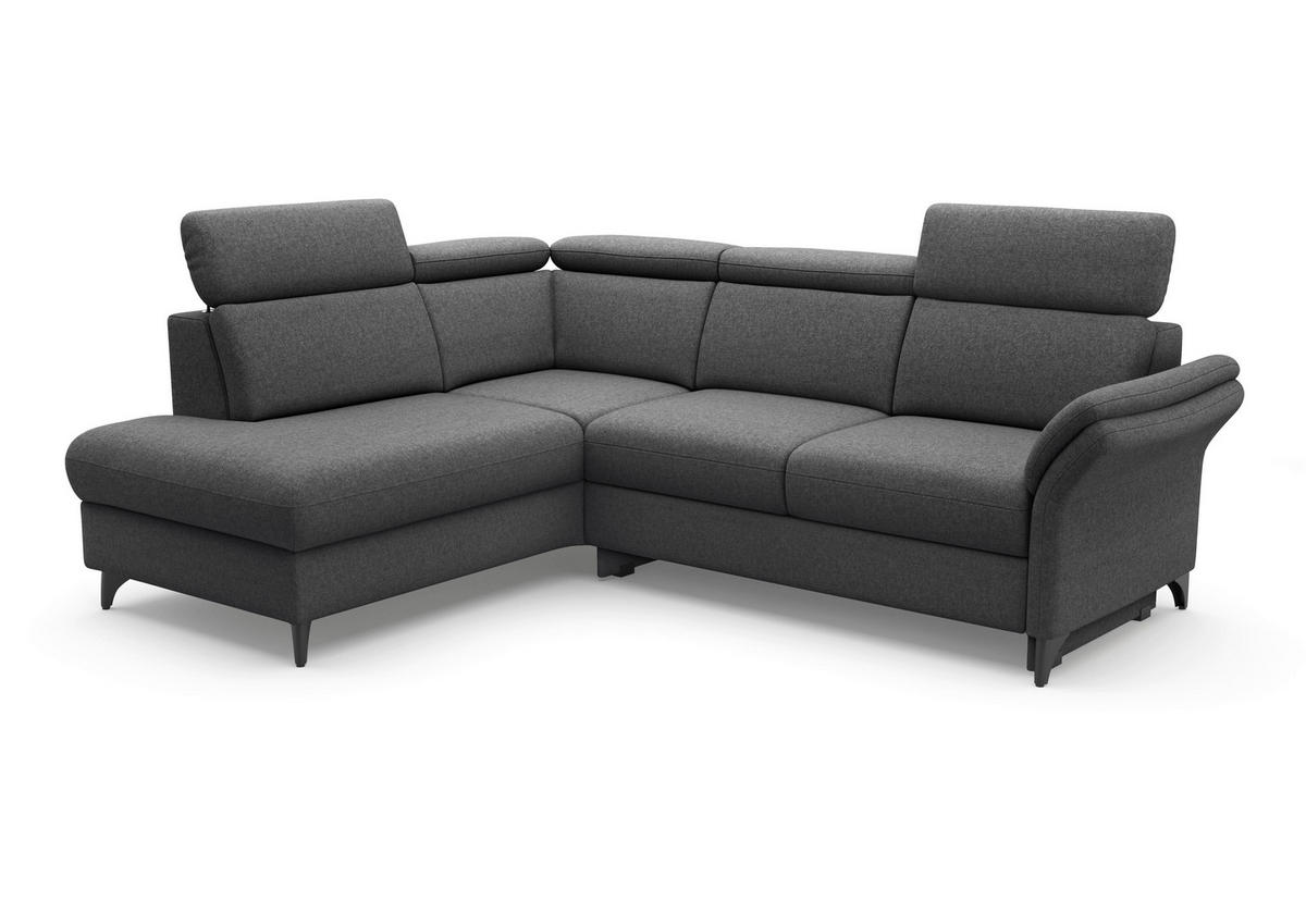 ECKSOFA GLENDALE E in Flachgewebe Dunkelgrau  193/247 cm  - Dunkelgrau/Schwarz, KONVENTIONELL, Textil/Metall (193/247cm) - Sit & More