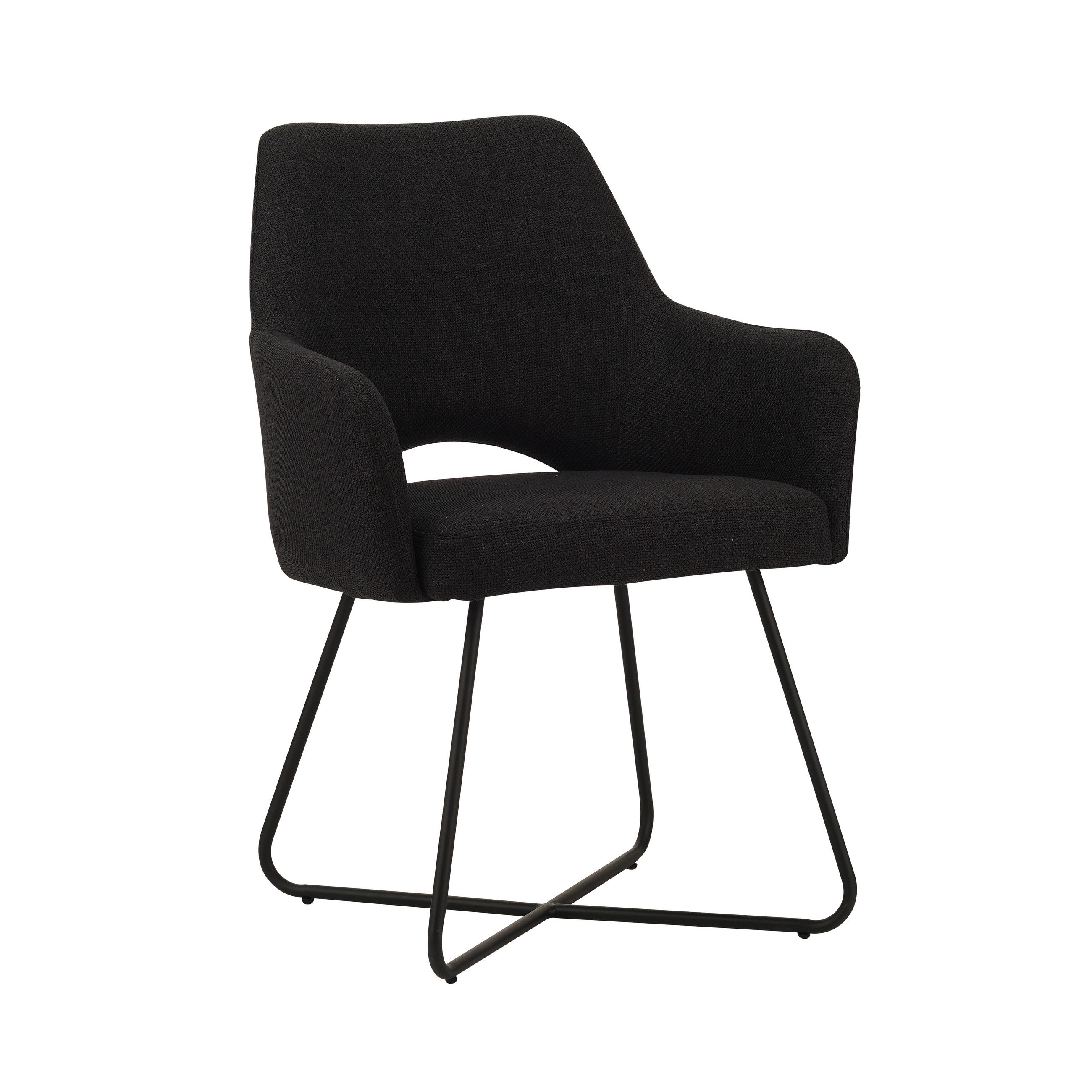 MID.YOU STOLIČKA S PODRÚČKAMI, tkaná textília, čierna