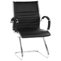 BESUCHERSTUHL  in Lederlook Schwarz, Chromfarben  - Chromfarben/Schwarz, MODERN, Leder/Textil (62/94/46cm) - MID.YOU