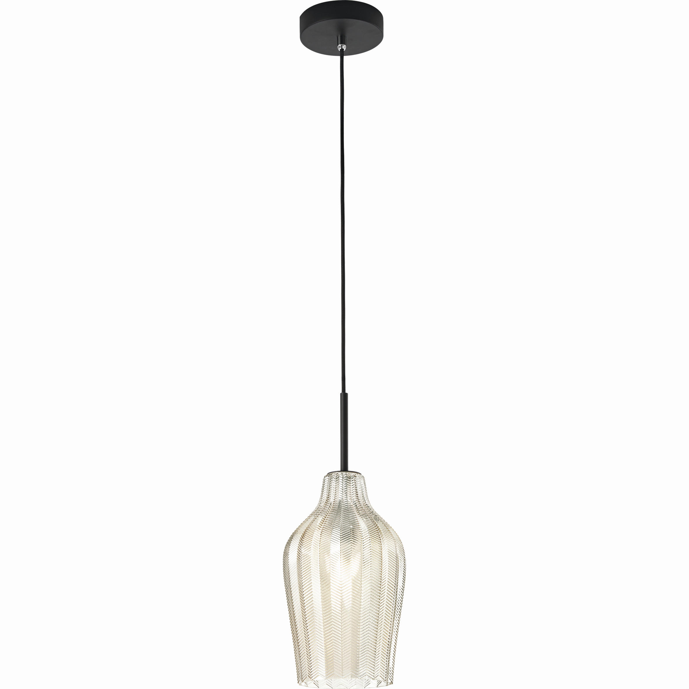 PENDELLEUCHTE Stintino 18/200 cm   - Champagner/Schwarz, Design, Glas/Metall (18/200cm) - Fabas Luce