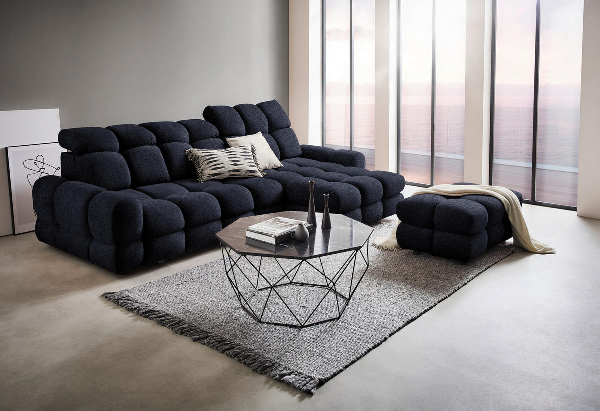 HÖRNSOFFA i velour mörkgrå  - mörkgrå/svart, Design, textil/plast (283/178cm) - Welnova