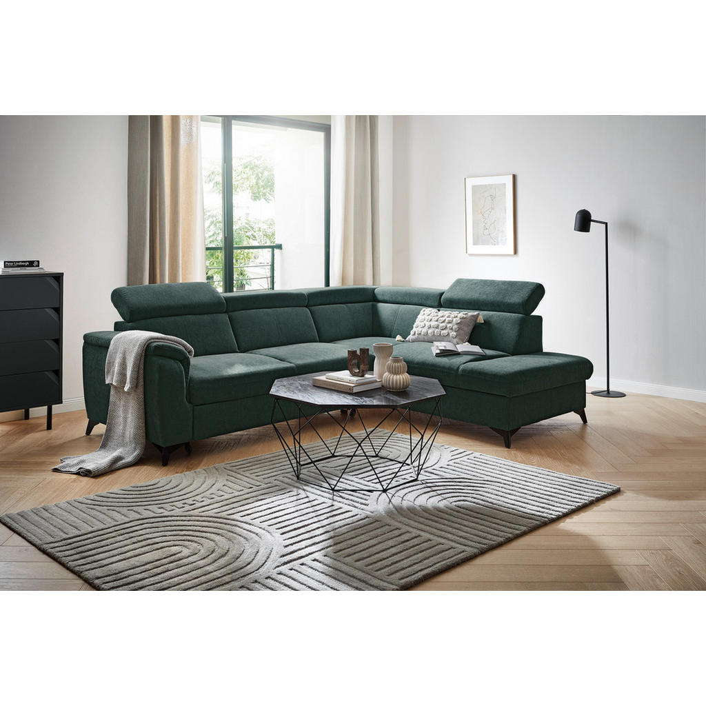 Thumbnail - Stylife Ecksofa Prag, Petrol, Dunkelgrün, Textil, 5-Sitzer, Ottomane rechts, L-Form, 260x203 cm, Bettkasten erhältlich, ...