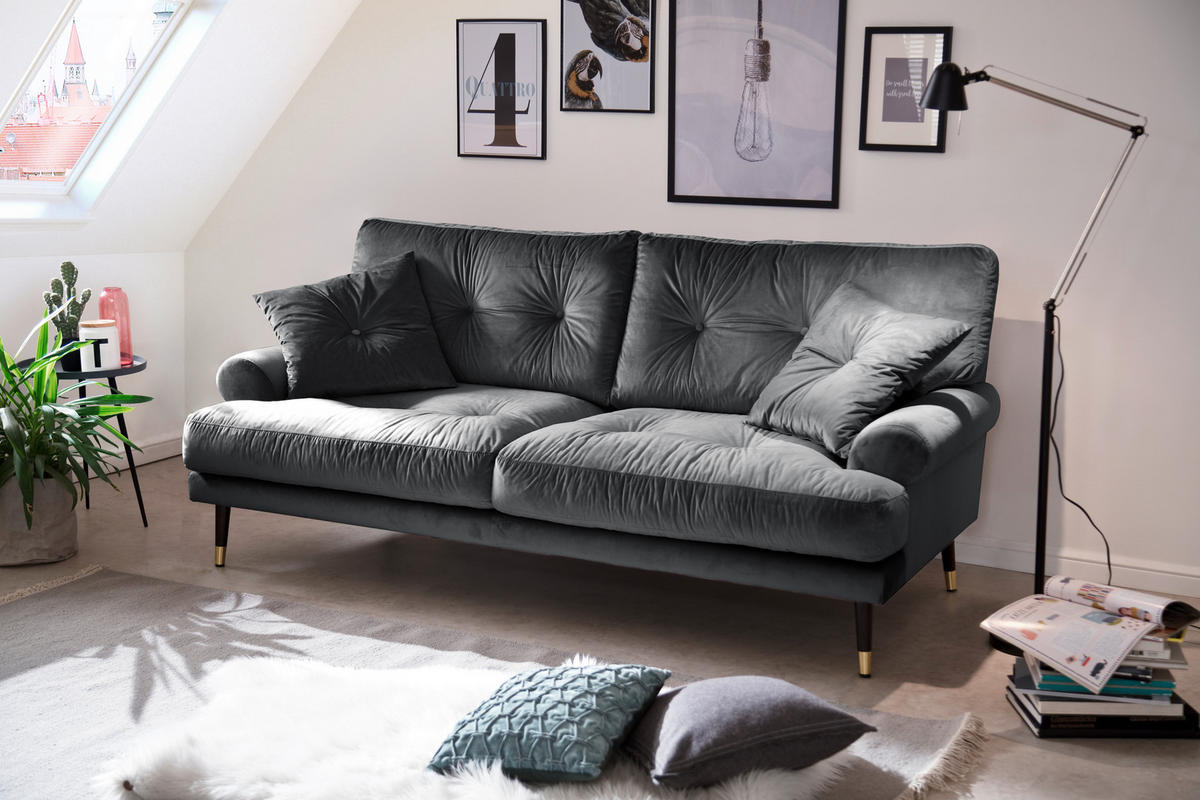 2-SITZER-SOFA TOKIO-2S SOFA Samt Anthrazit  - Anthrazit, MODERN, Textil (180/89/100cm) - MID.YOU