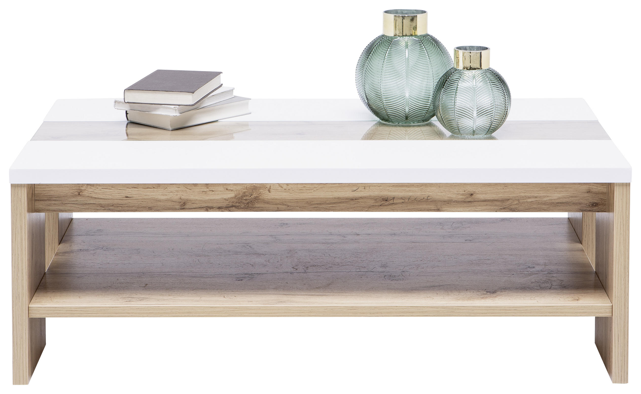 KLUB STOČIĆ 110/40/65 cm  bela, boja hrasta  - boja hrasta/bela, Moderno, staklo/pločasti materijal (110/40/65cm) - Hom`in