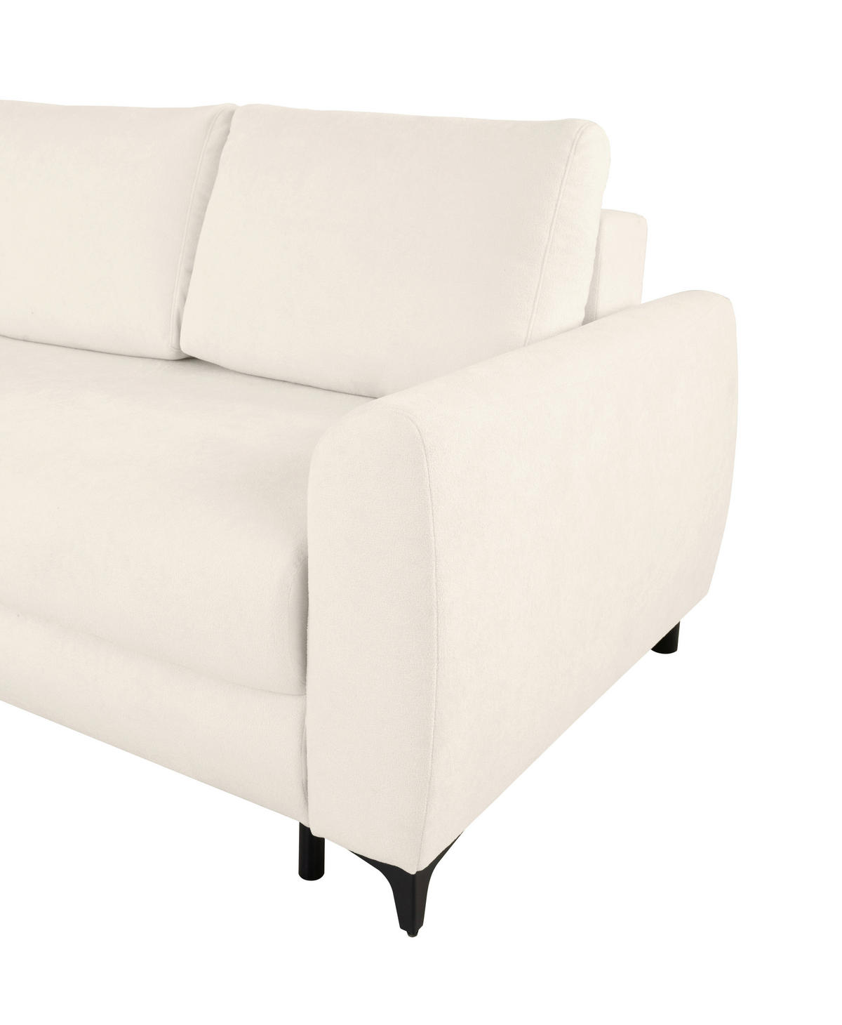 ECKSOFA Moli Creme Bouclé  - Creme/Schwarz, Design, Textil/Metall (236/148cm) - MID.YOU