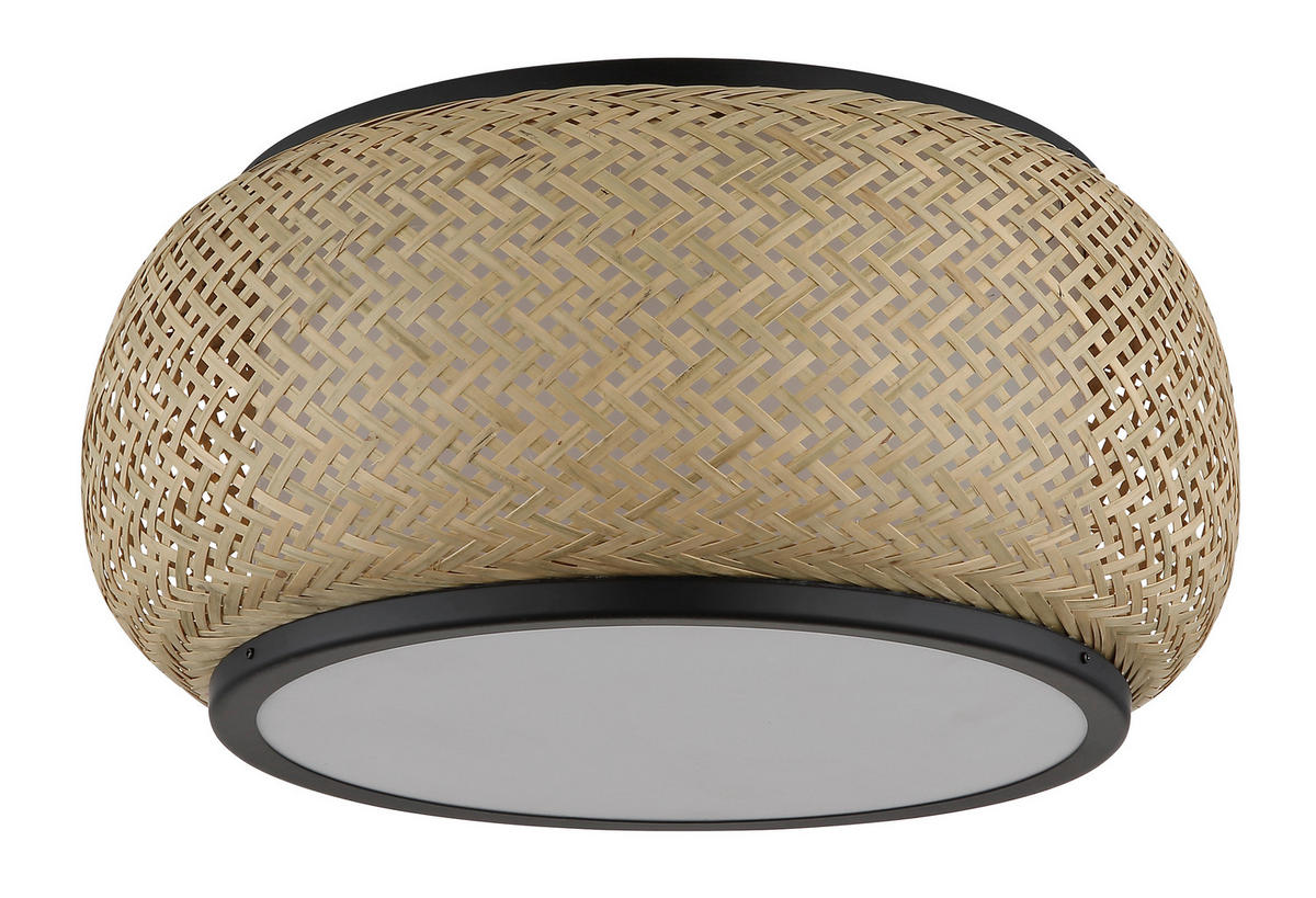 LED-DECKENLEUCHTE 38/19,2 cm   - Schwarz/Naturfarben, Design, Holz/Kunststoff (38/19,2cm) - Globo