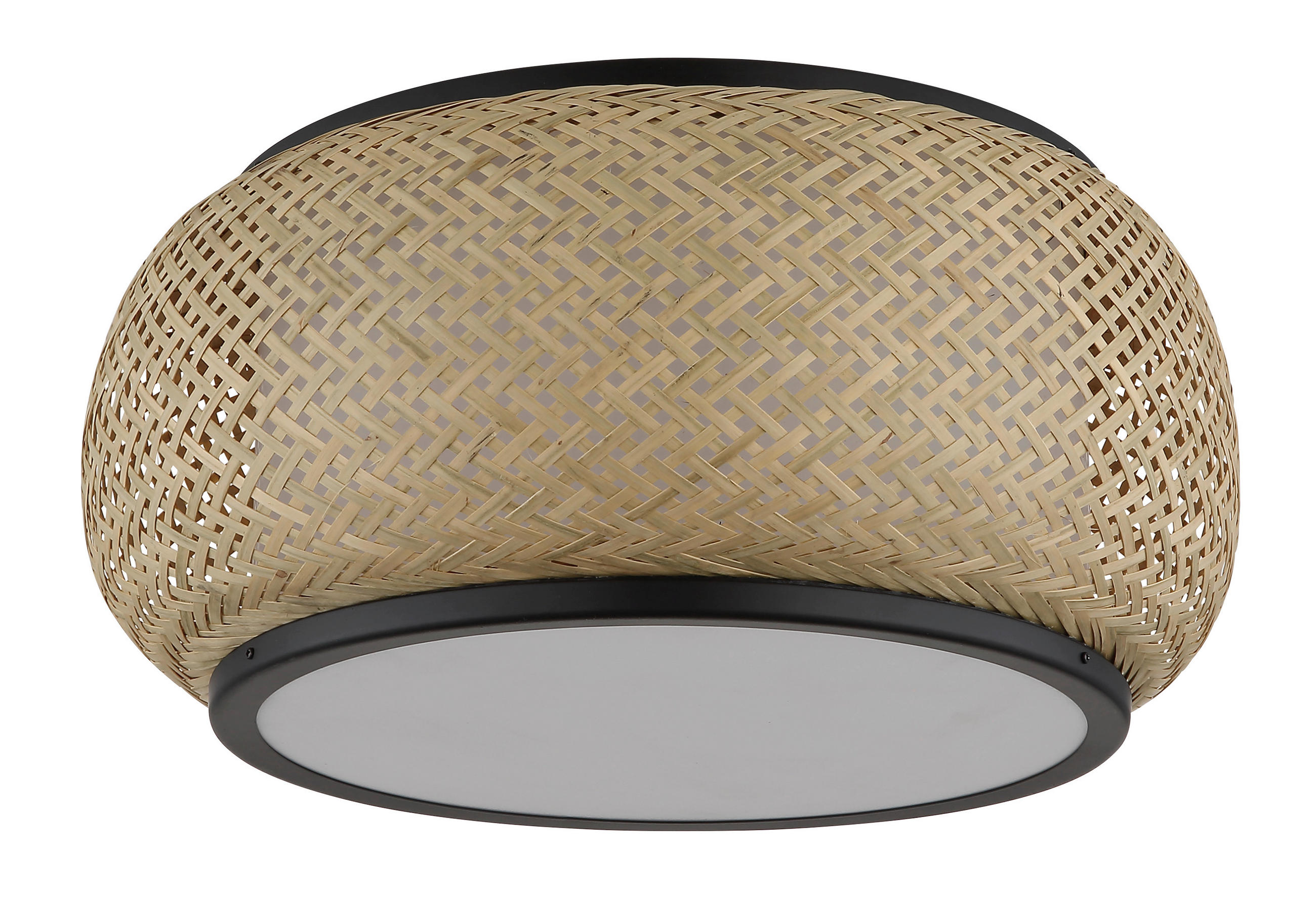 Globo Led-Deckenleuchte Bambora Natur, Schwarz, Weiß 19.2 cm
