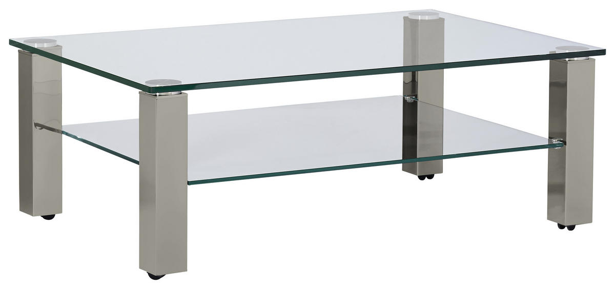 COUCHTISCH Kristallglas 110/70/42,5 cm rechteckig Grau  - Grau, Design, Glas/Kunststoff (110/70/42,5cm)