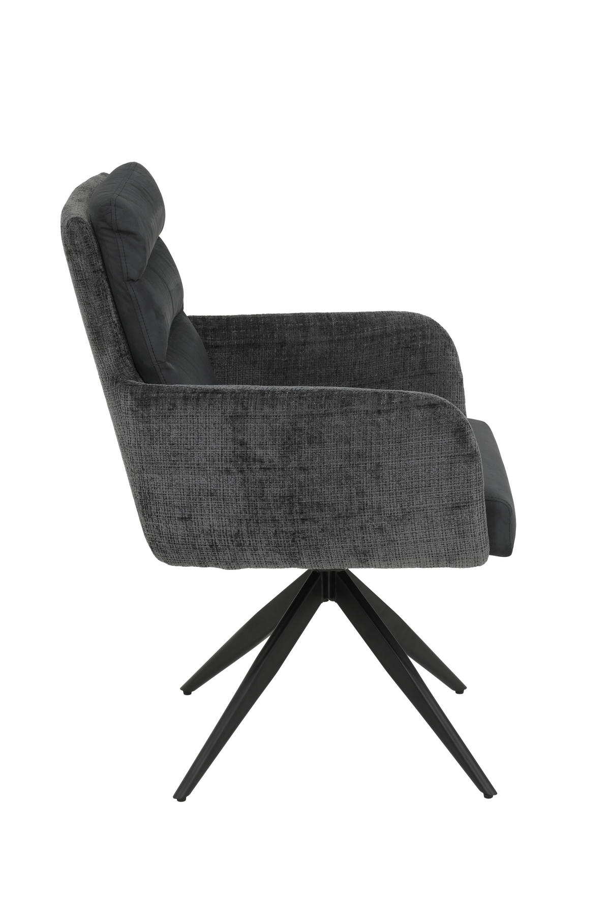 ARMLEHNSTUHL-SET 2 Stück Sitzfläche 180° drehbar Webstoff, Mikrofaser  - Anthrazit/Schwarz, MODERN, Textil/Metall (63/92/69cm) - MID.YOU