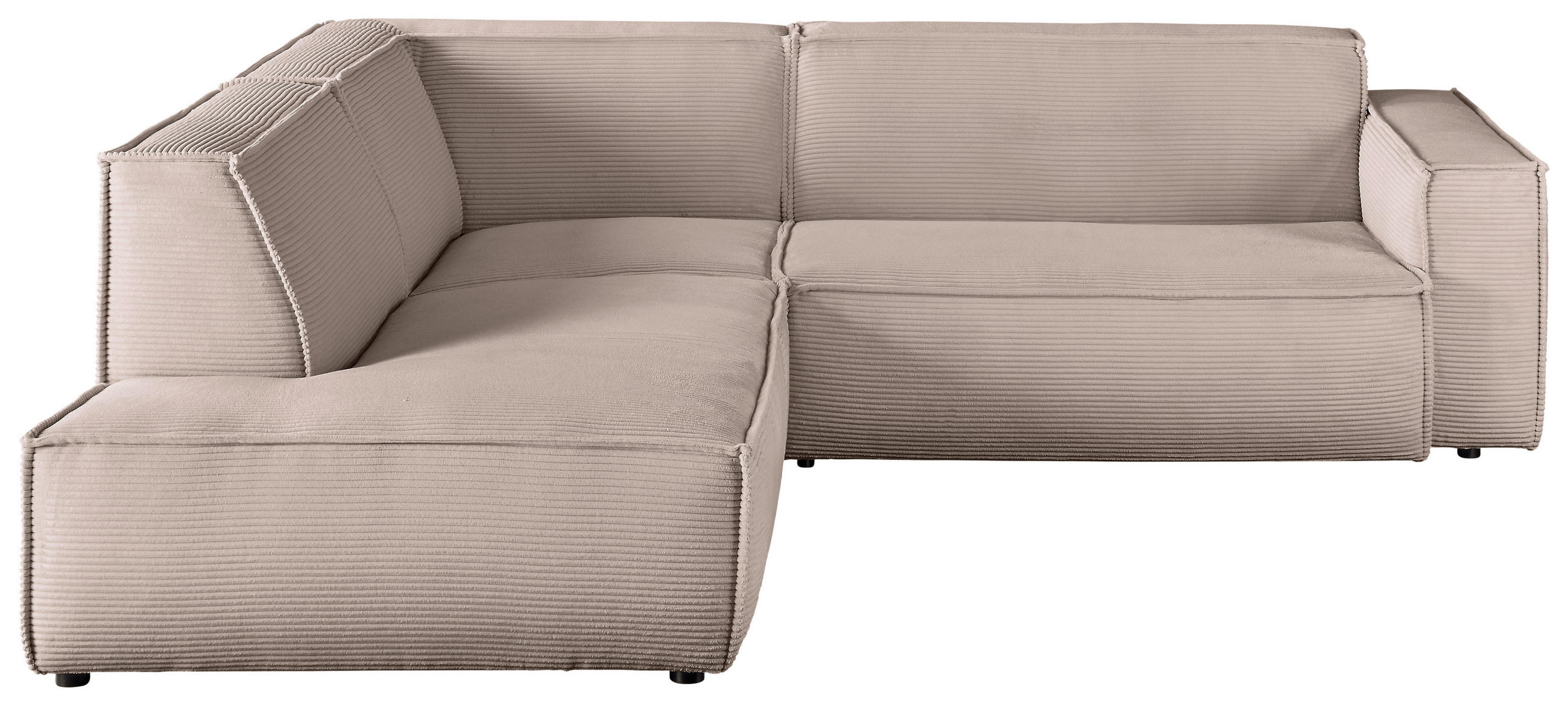 ECKSOFA Taupe Cord  - Taupe/Schwarz, KONVENTIONELL, Kunststoff/Textil (224/254cm) - Hom`in